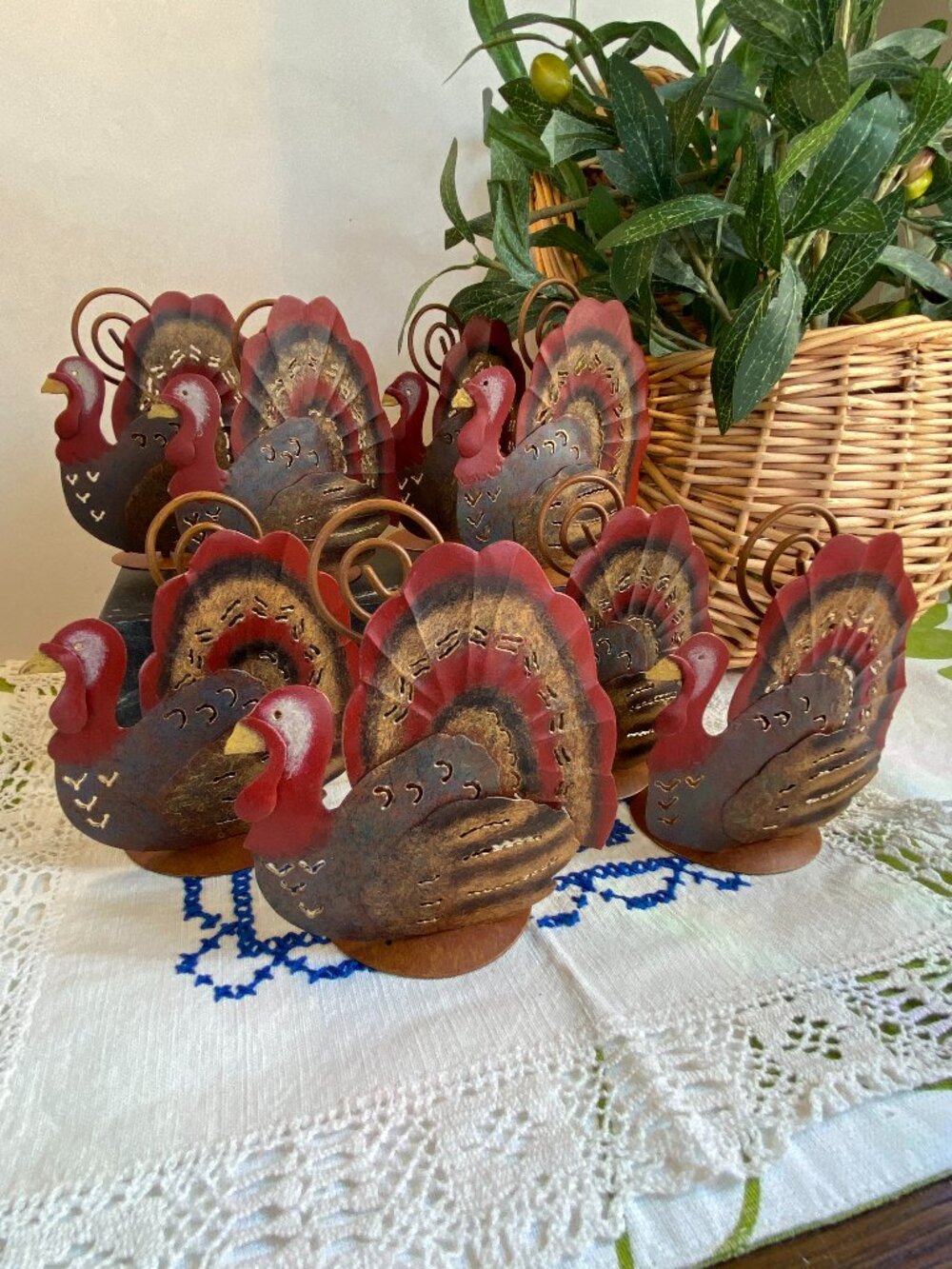 Regal Art & Gift 8 Pc Set Metal Thanksgiving Turkey Place Card Holder (Two 4pc)